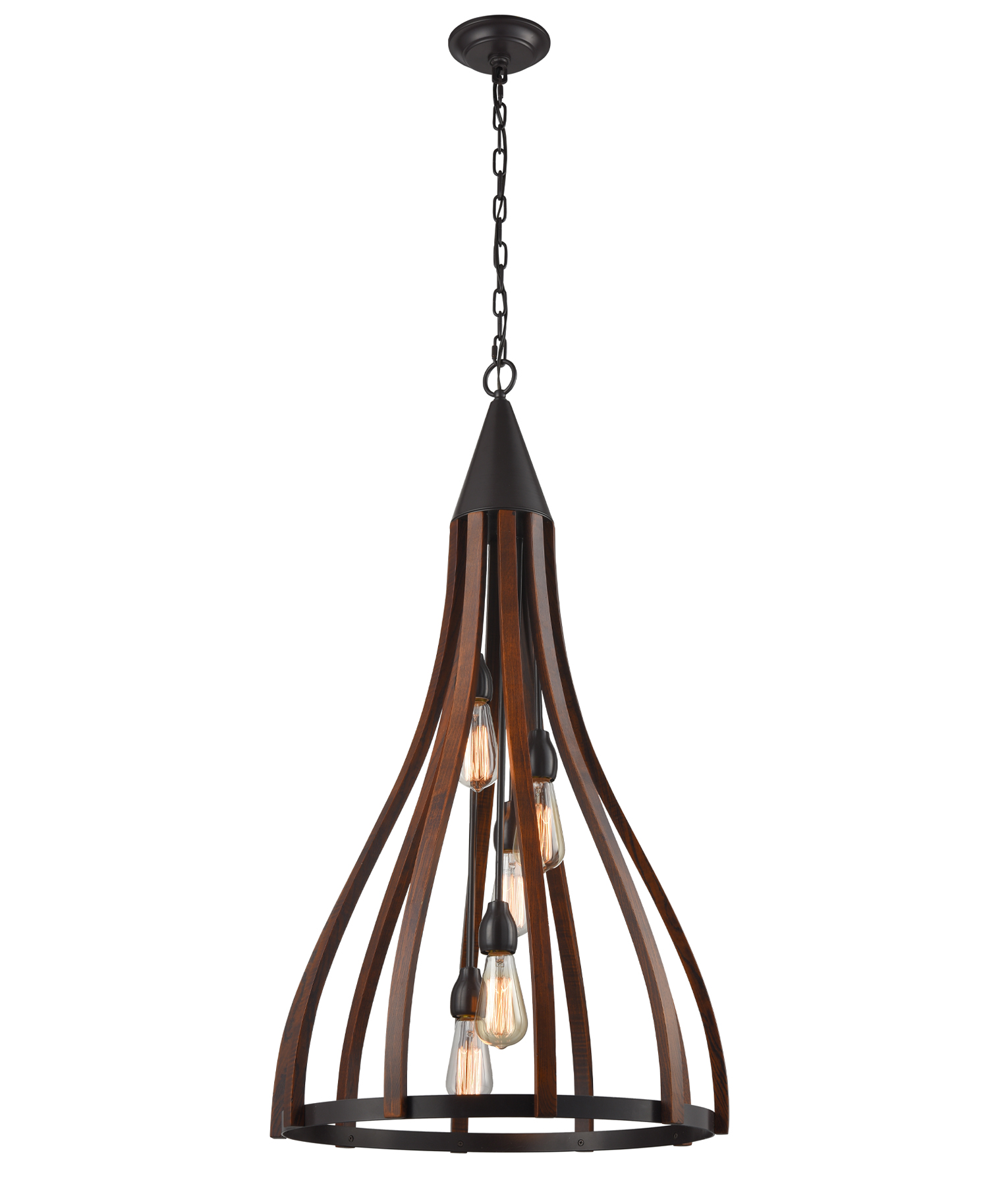 Kualoa Oak Dark Red Wood Pendant Light