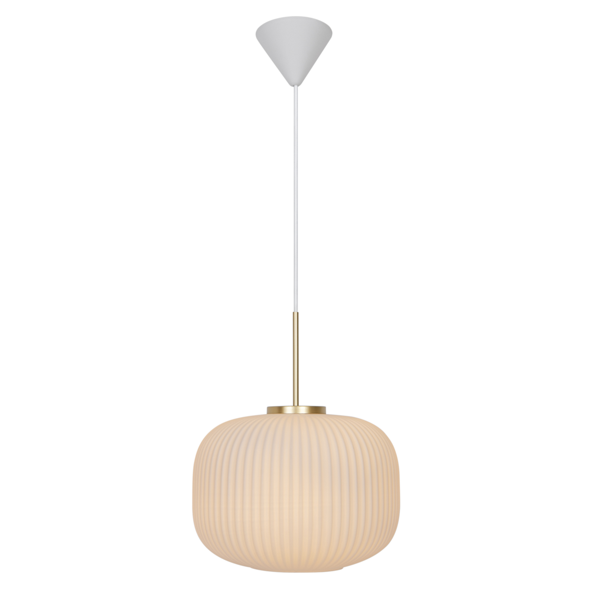 Milford 30 Drum Opal Glass Brass Pendant Light