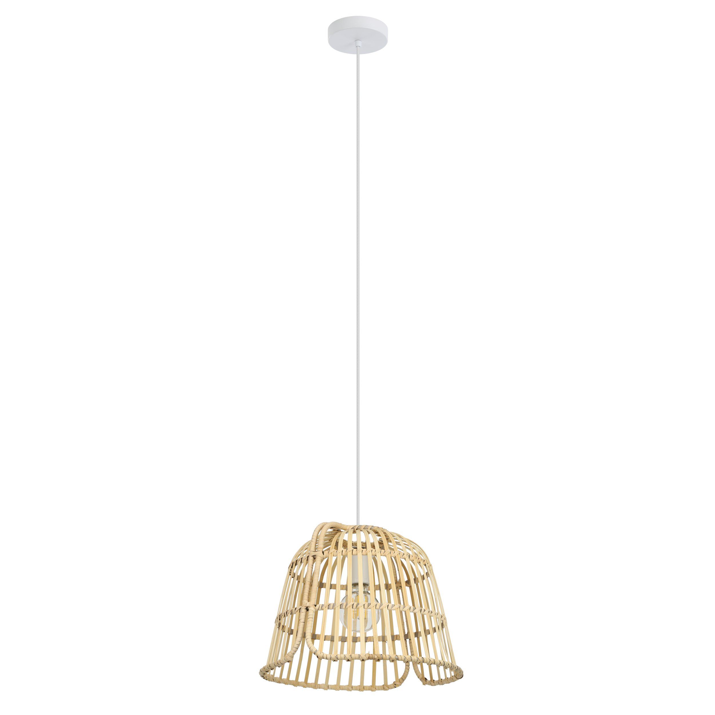 Glyneath Natural Wood White Pendant Light