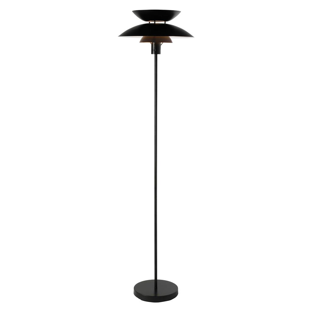 Allegra Black Three-Tier Shaded Floor Lamp