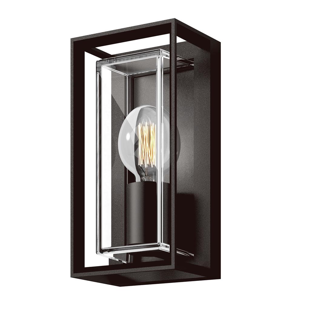 Claro Black Outdoor Box Wall Lamp