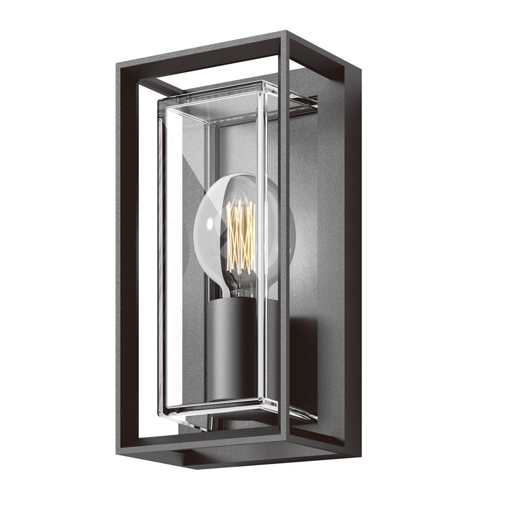 Claro Dark Grey Outdoor Box Wall Lamp