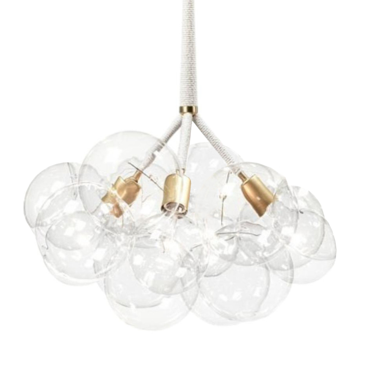 Round Clear Glass Orb Chandelier - White
