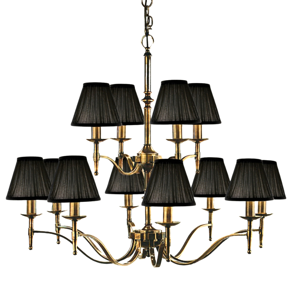 Stanford 12 Light Brass Chandelier - Black