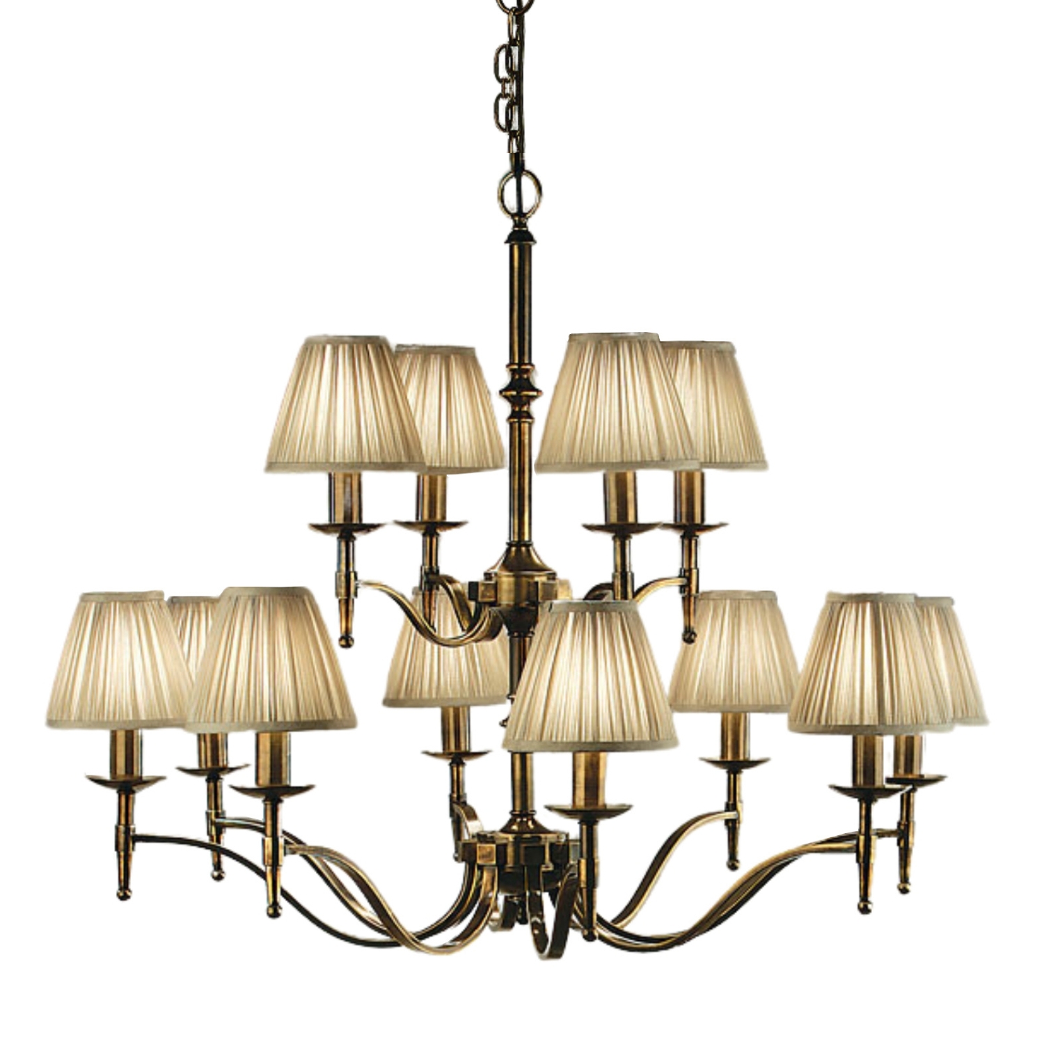 Stanford 12 Light Brass Chandelier - Shimmer Grey