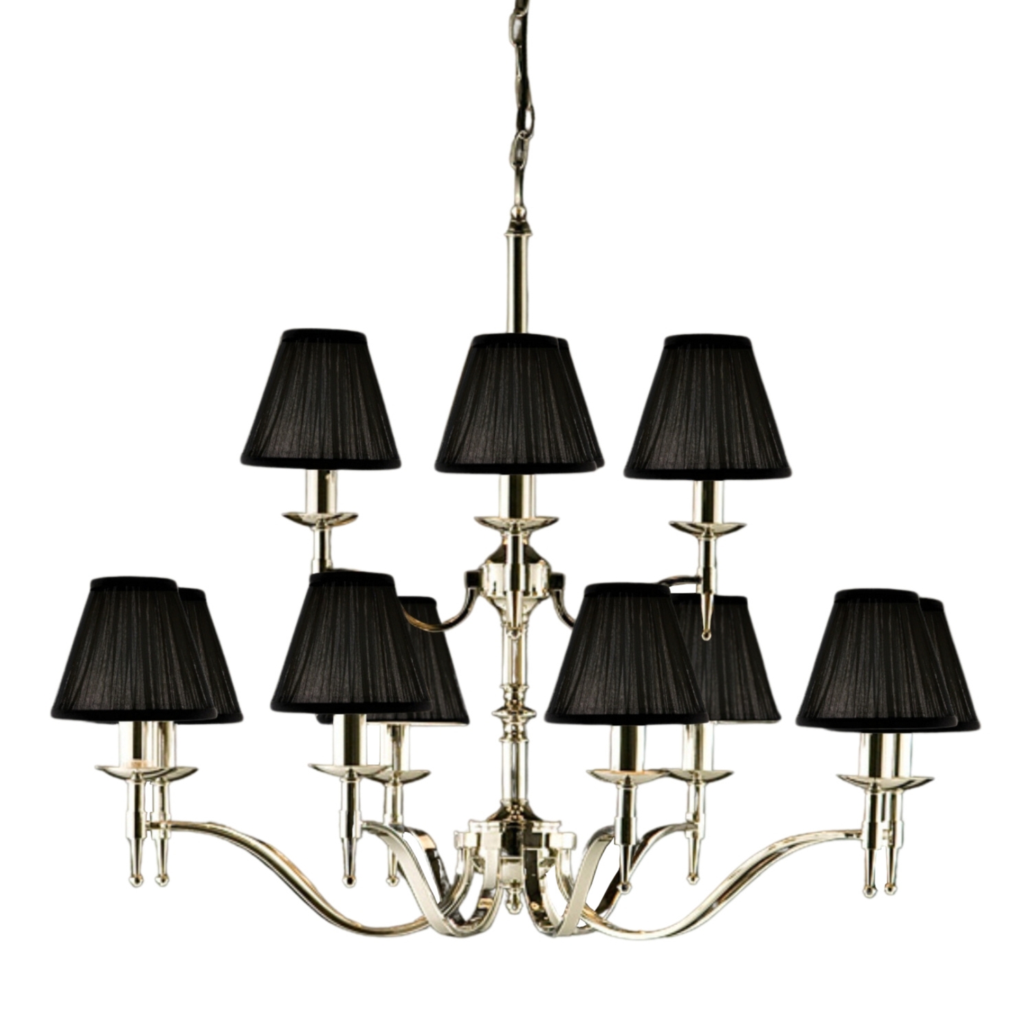 Stanford 12 Light Nickel Chandelier - Black
