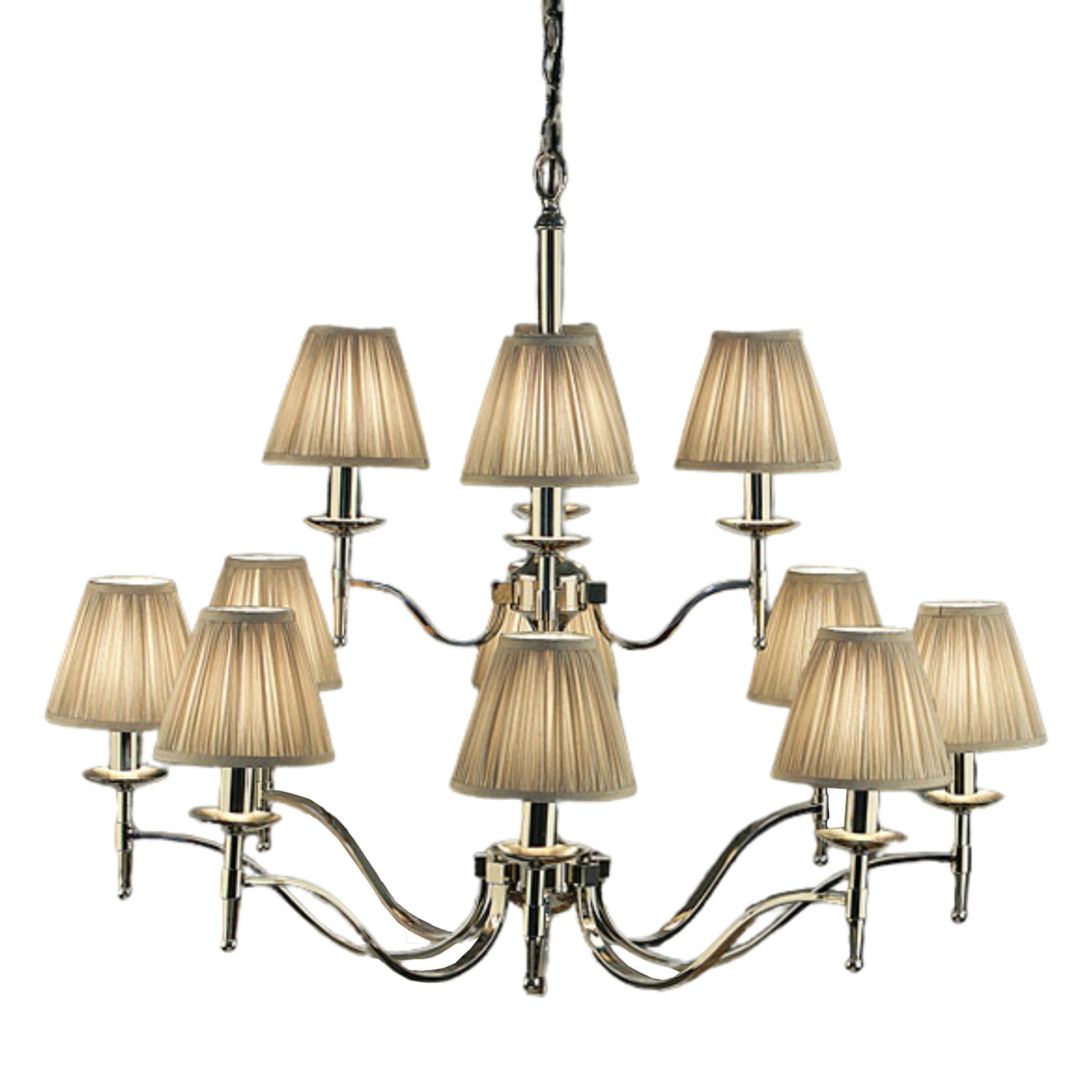 Stanford 12 Light Nickel Chandelier - Shimmer Grey