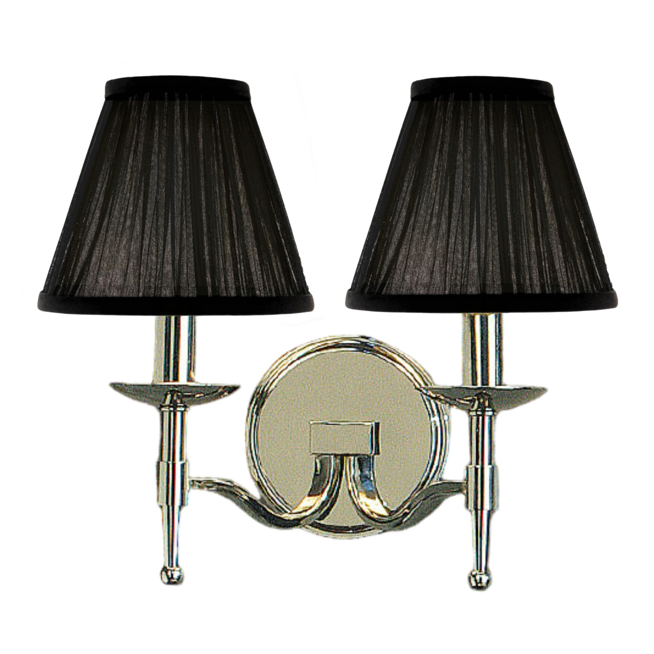 Stanford 2 Light Nickel Wall Lamp - Black