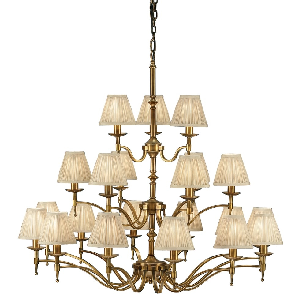 Stanford 21 Light Brass Chandelier - Shimmer Grey