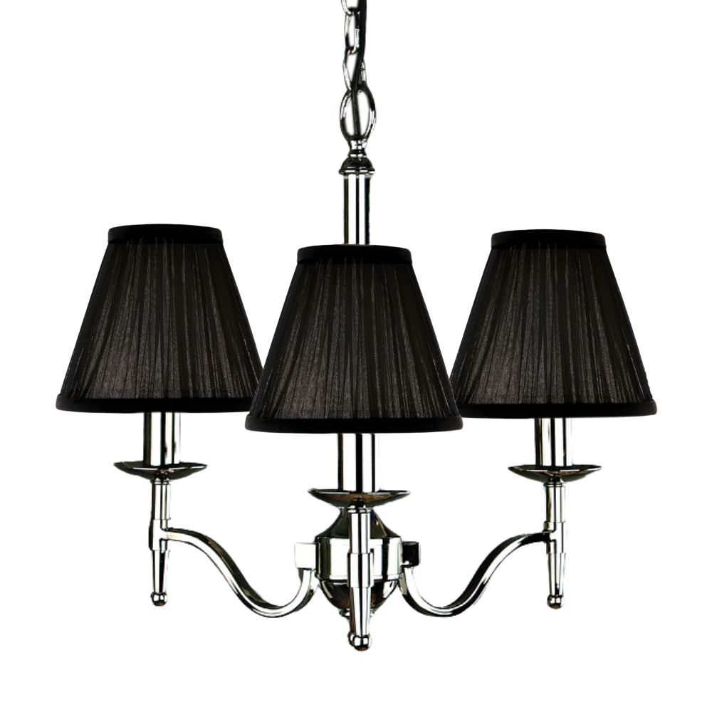 Stanford 3 Light Nickel Chandelier - Black