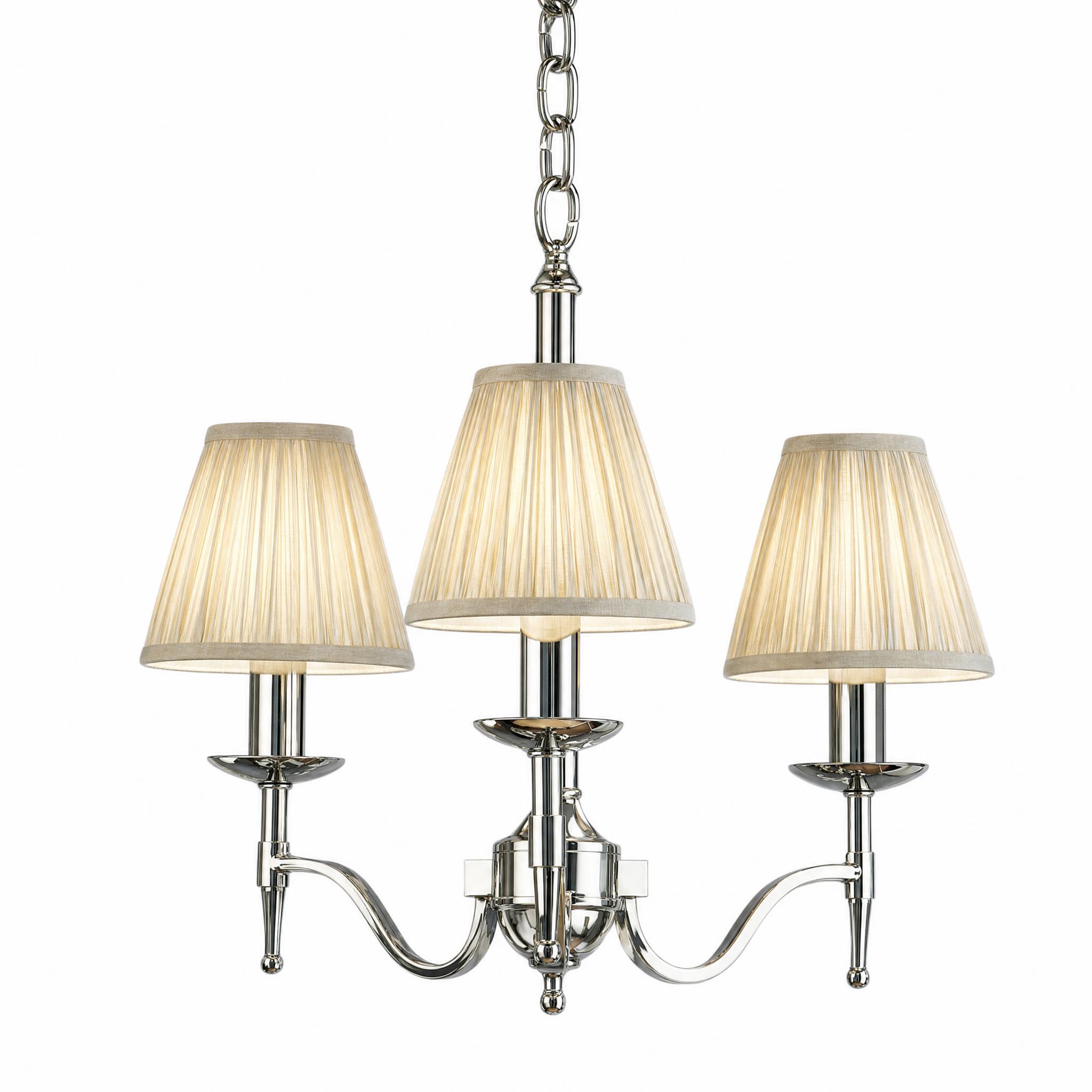 Stanford 3 Light Nickel Chandelier - Shimmer Grey