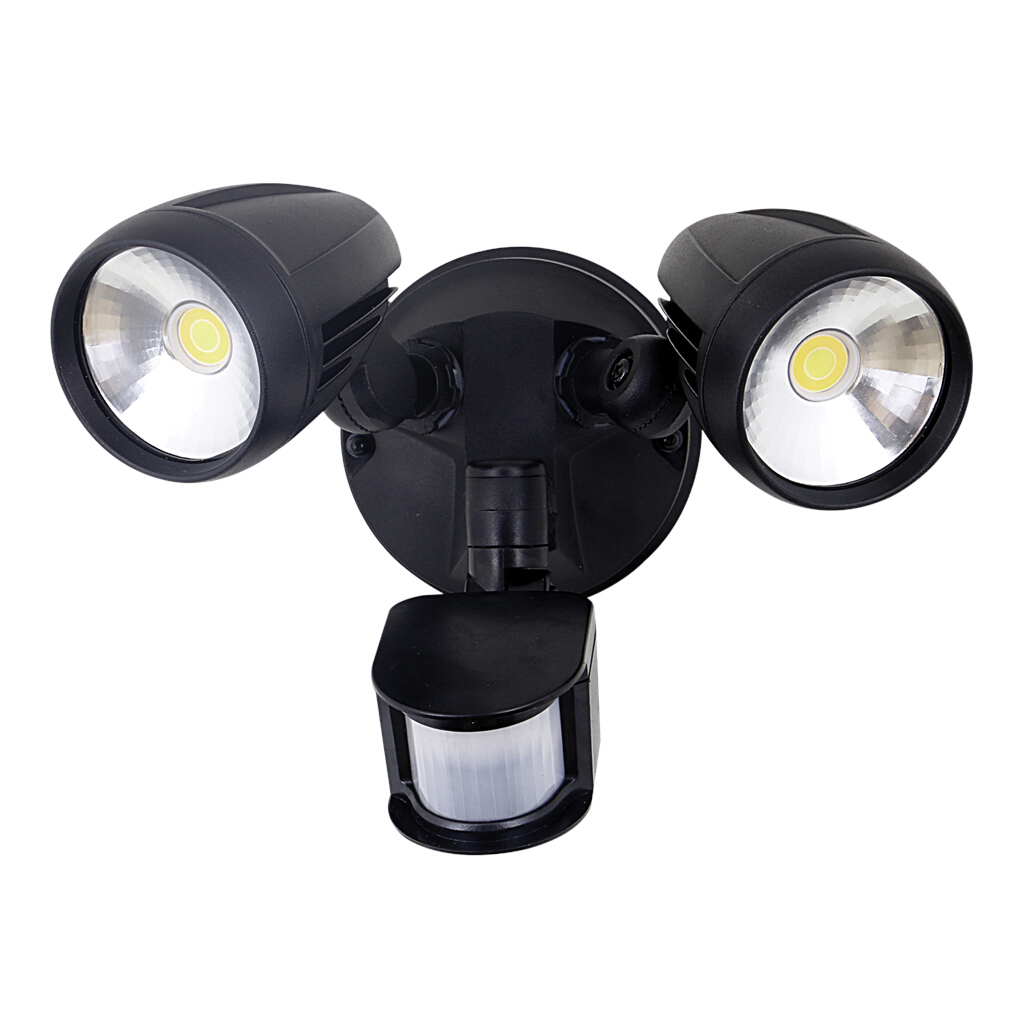 Muro Pro Black LED Exterior Twin Spotlight with Sensor