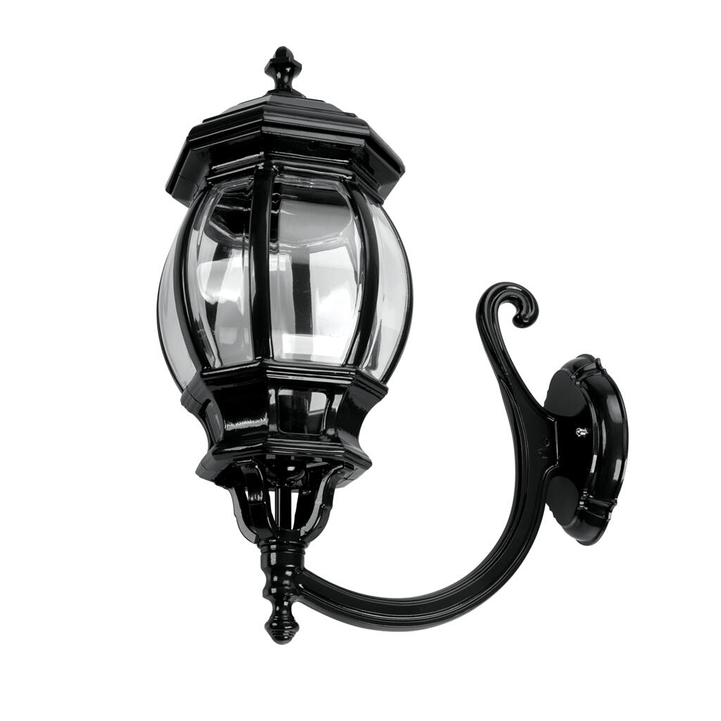 Vienna Curved Arm Black Up Wall Light