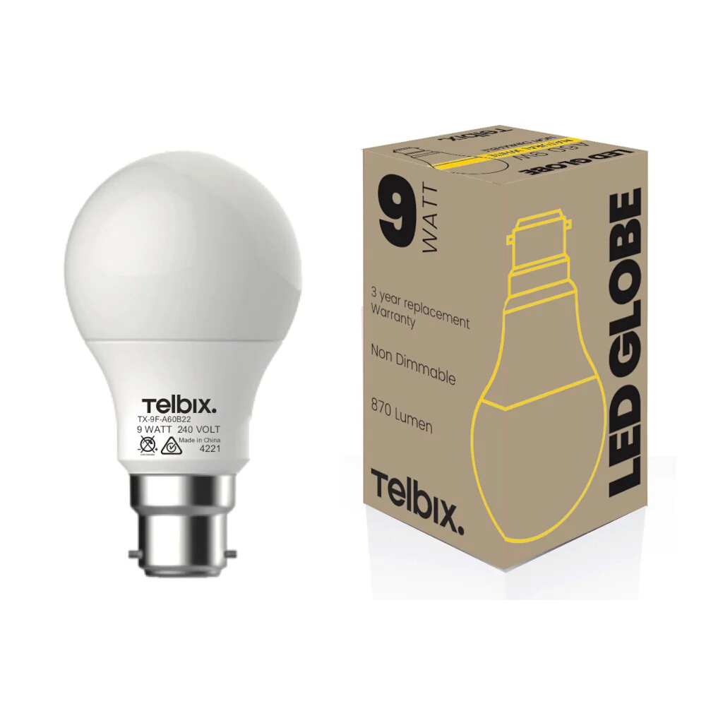 9W Traditional Non-Dimmable Warm White B22 A60 LED Bulb