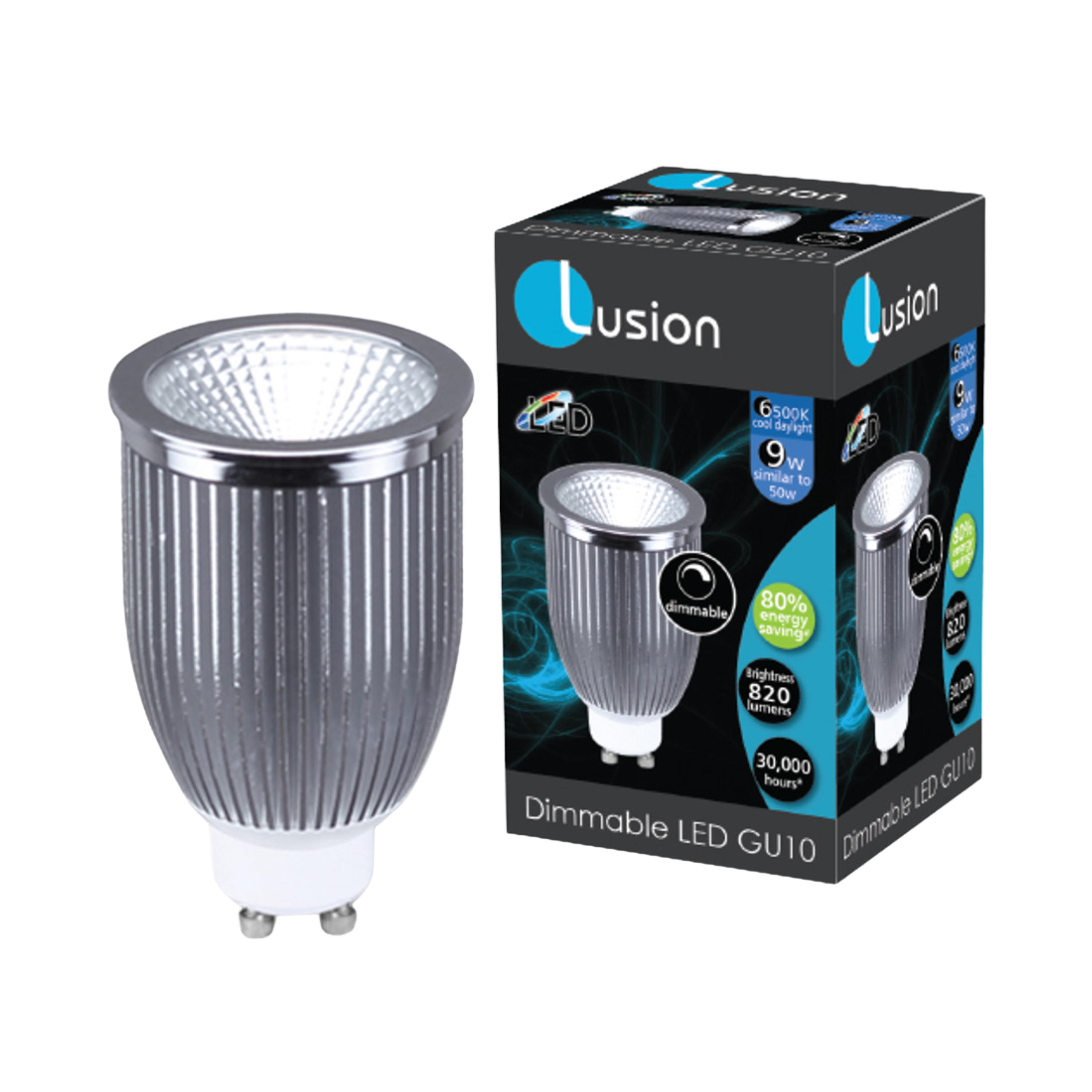 9W Glass Lens Dimmable Cool Daylight GU10 LED Bulb