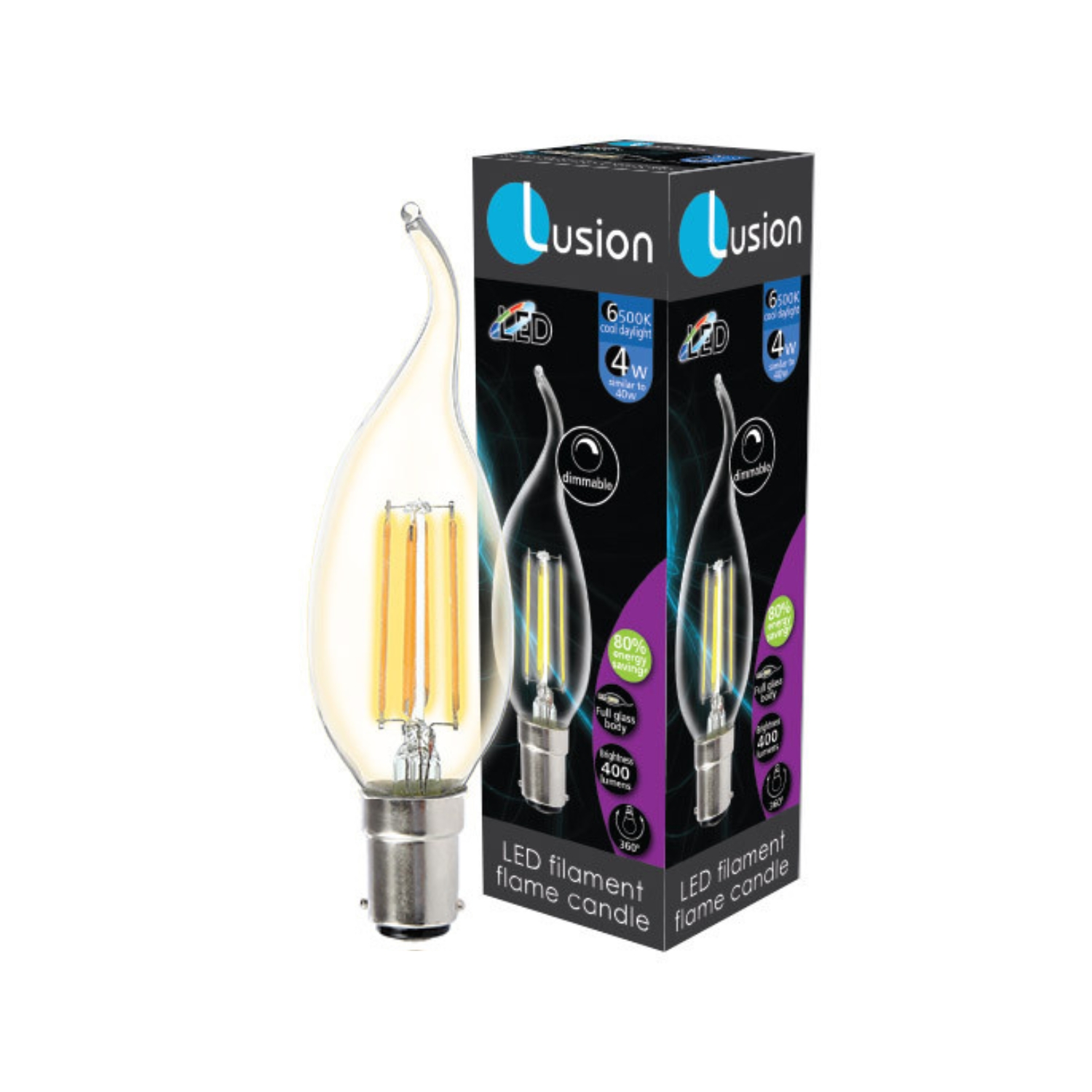 4W Clear Flame Candle Cool Daylight B15 LED Bulb