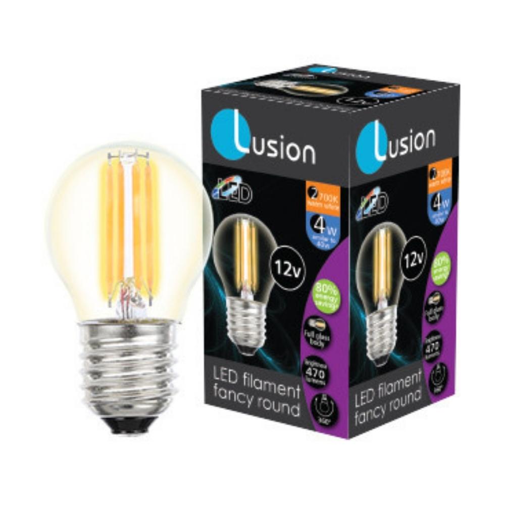 4W 12V Clear Fancy Round Warm White E27 LED Bulb