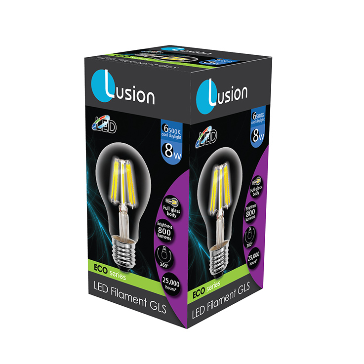 8W GLS Clear Filament Cool Daylight E27 LED Bulb