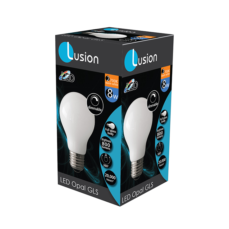 8W GLS Dimmable Opal Warm White E27 LED Bulb
