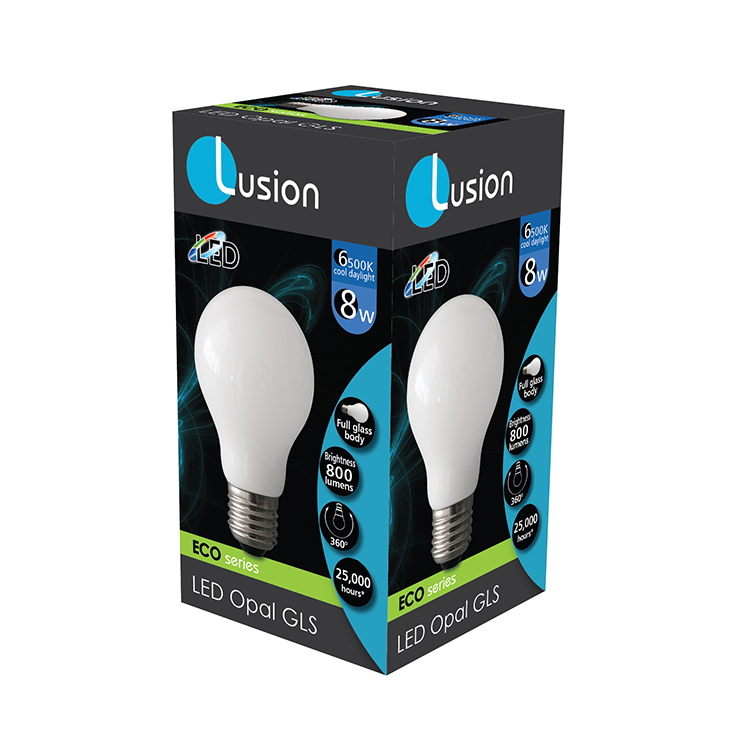 8W GLS Opal Filament Cool Daylight E27 LED Bulb