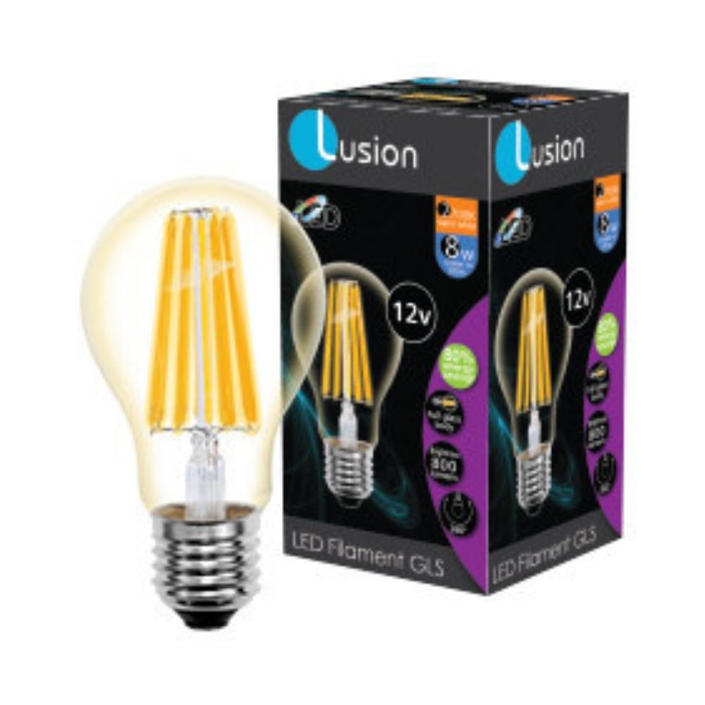 8W 12V GLS Clear Filament Warm White E27 LED Bulb
