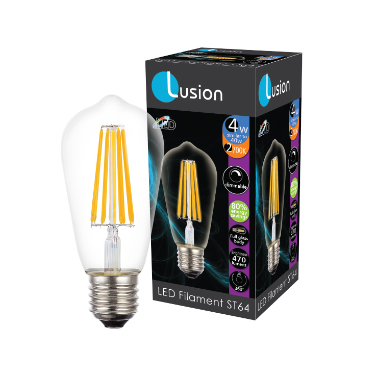 4W Straight Tubular Clear Warm White E27 ST64 LED Bulb