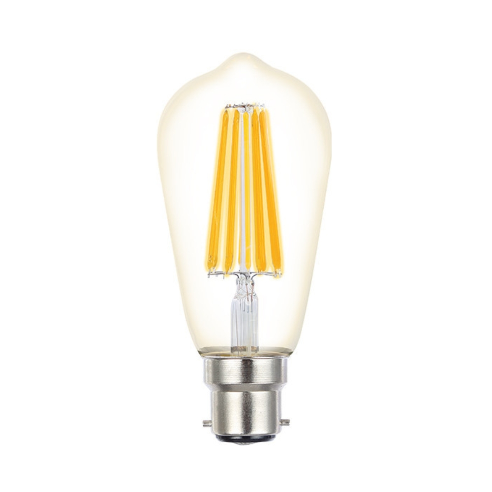 8W Straight Tubular Clear Dimmable Warm White B22 ST64 LED Bulb