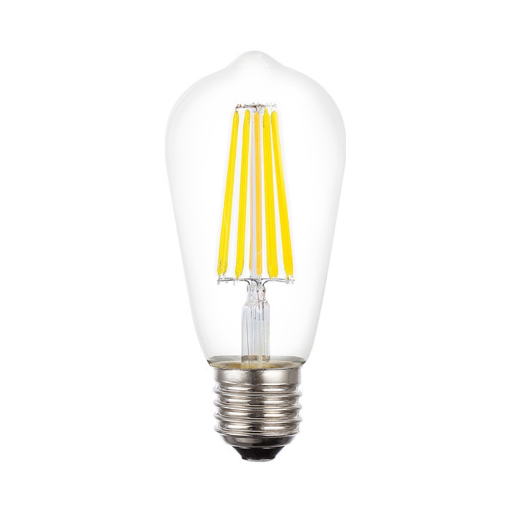 8W Straight Tubular Clear Dimmable Cool White E27 ST64 LED Bulb