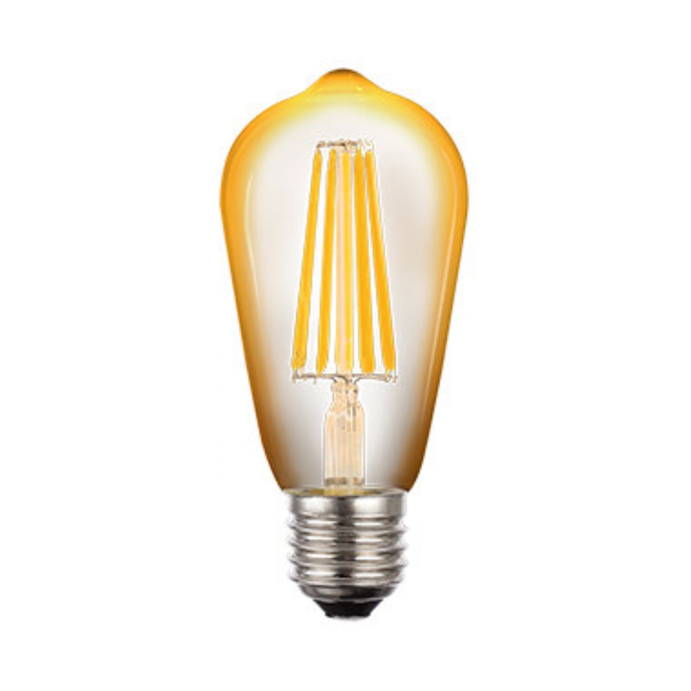 8W Straight Tubular Amber Glass Warm White E27 ST64 LED Bulb