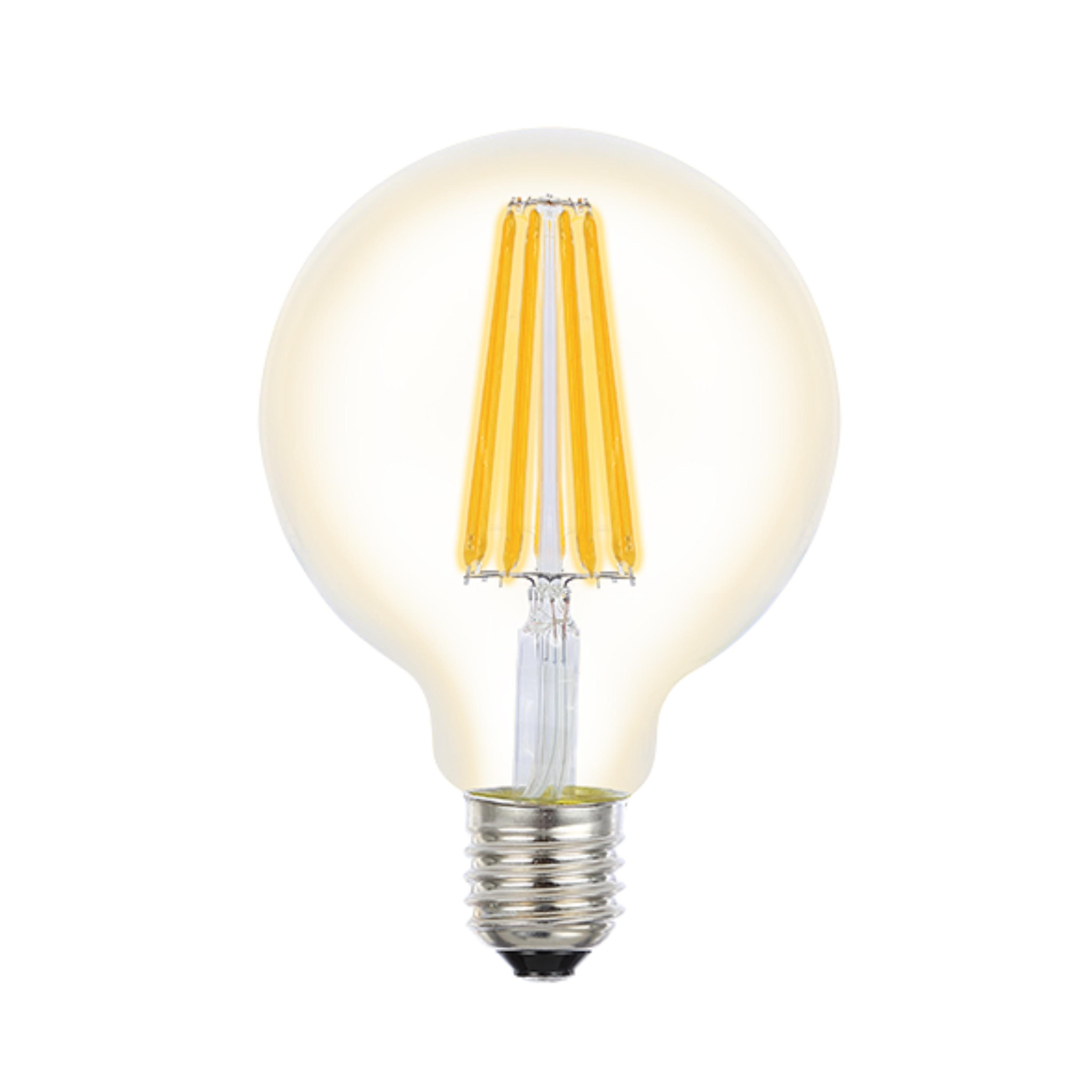 8W Spherical Filament Clear Glass Warm White E27 G95 LED Bulb