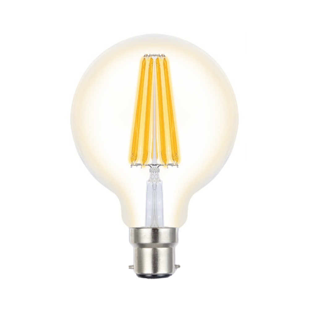 8W Spherical Filament Clear Glass Warm White B22 G95 LED Bulb
