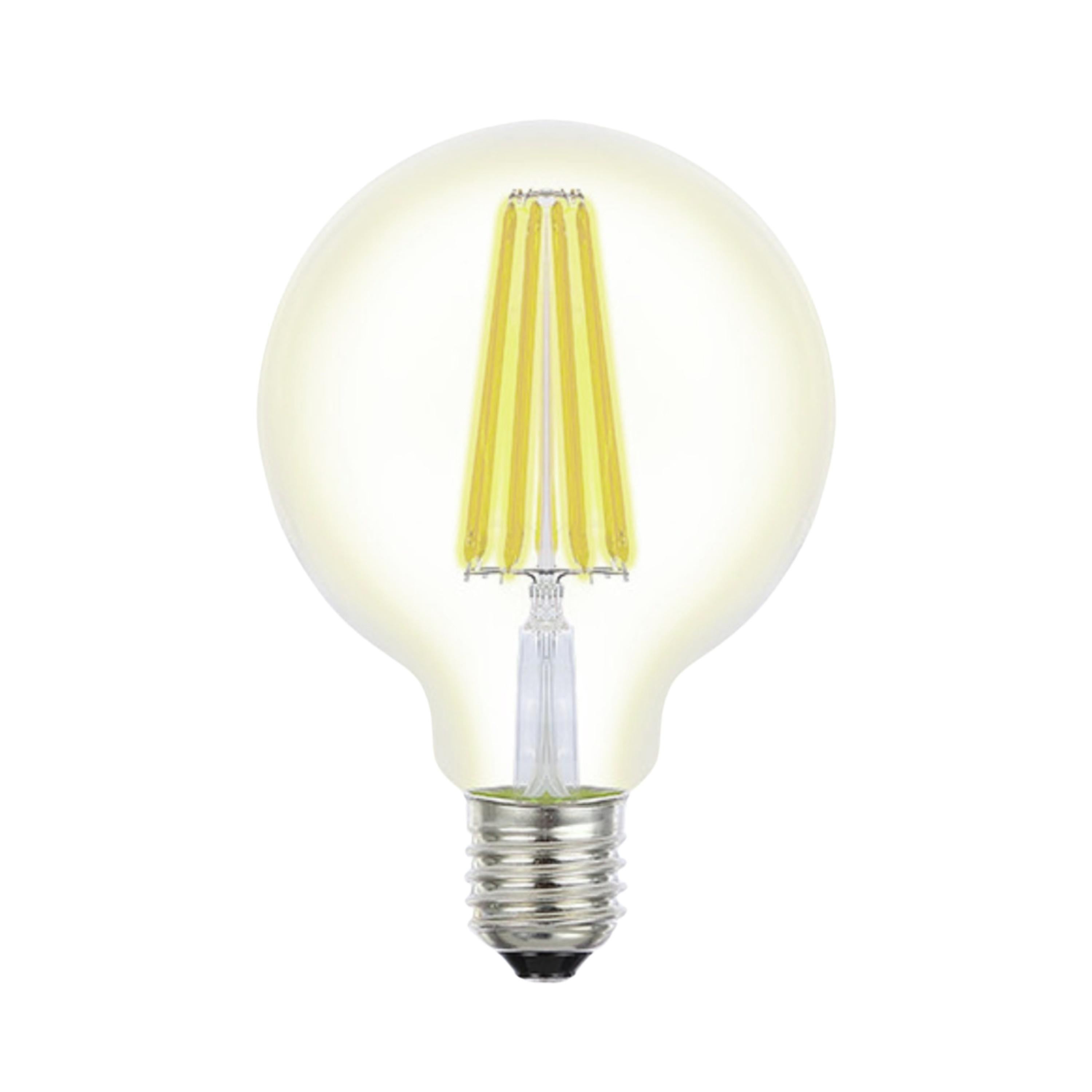 8W Spherical Filament Clear Glass Cool White E27 G95 LED Bulb