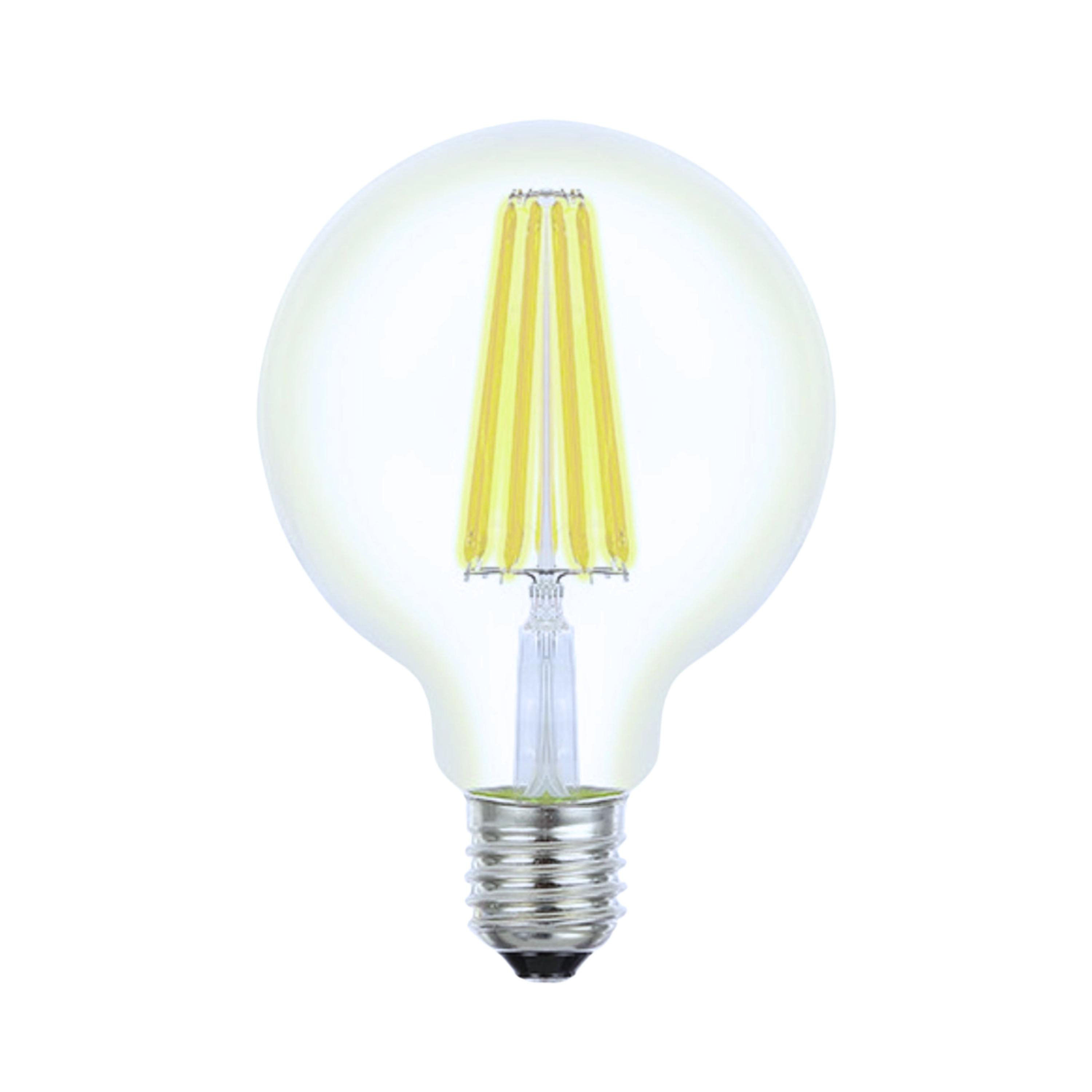 8W Spherical Filament Clear Glass Cool Daylight E27 G95 LED Bulb