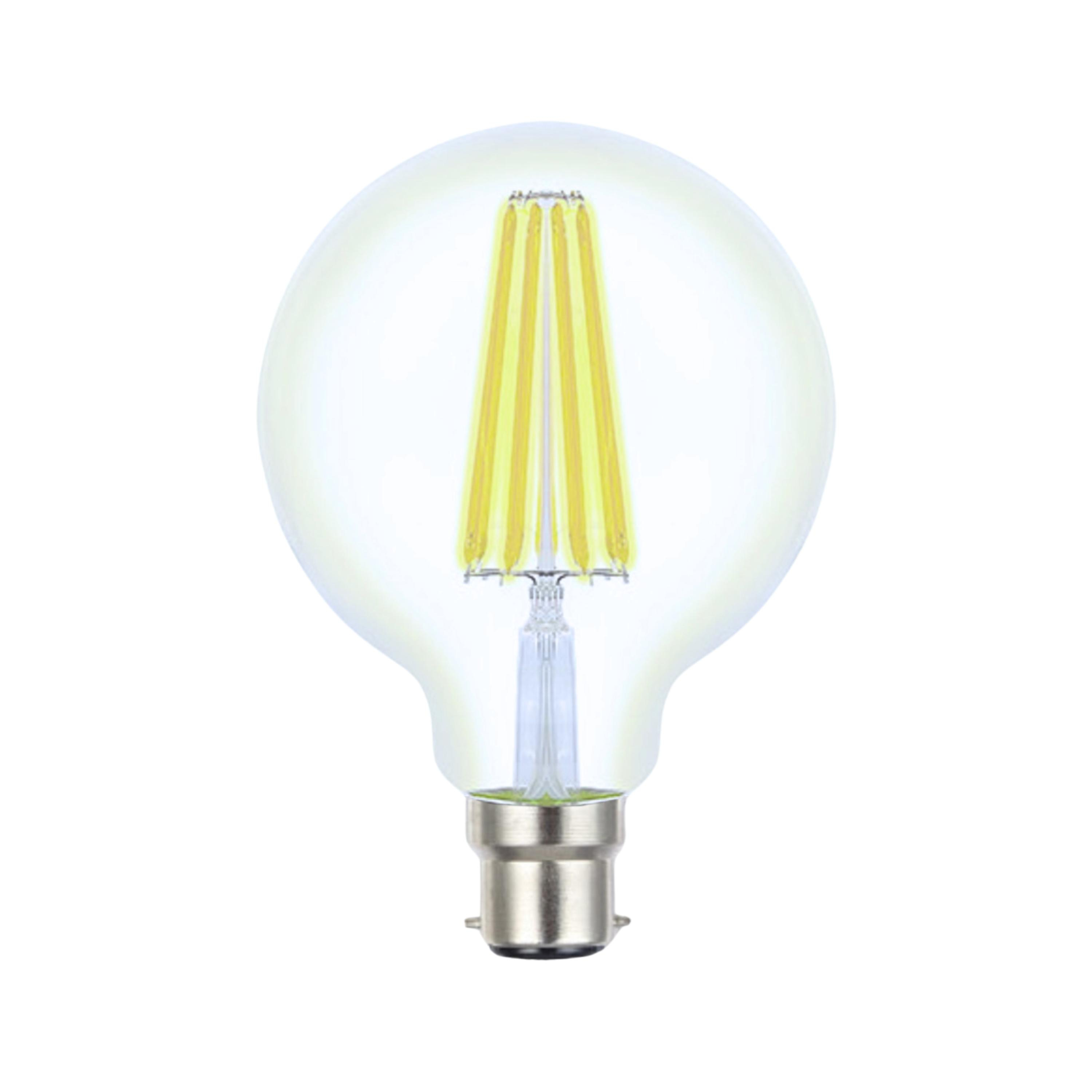 8W Spherical Filament Clear Glass Cool Daylight B22 G95 LED Bulb