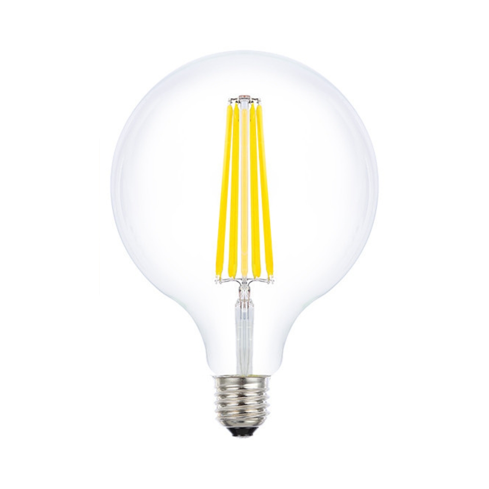 8W Spherical Filament Clear Glass Warm White E27 G125 LED Bulb