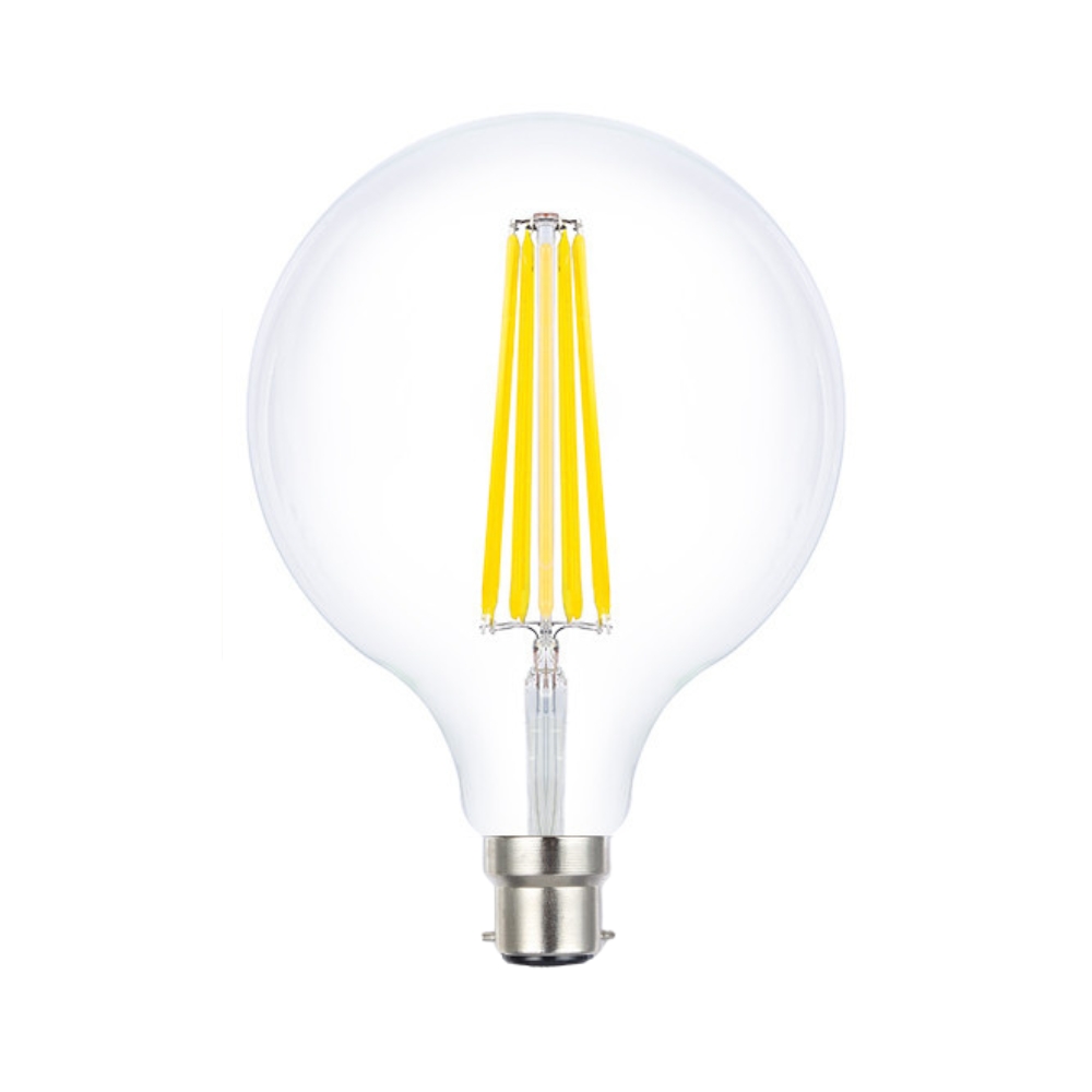 8W Spherical Filament Clear Glass Cool Daylight B22 G125 LED Bulb