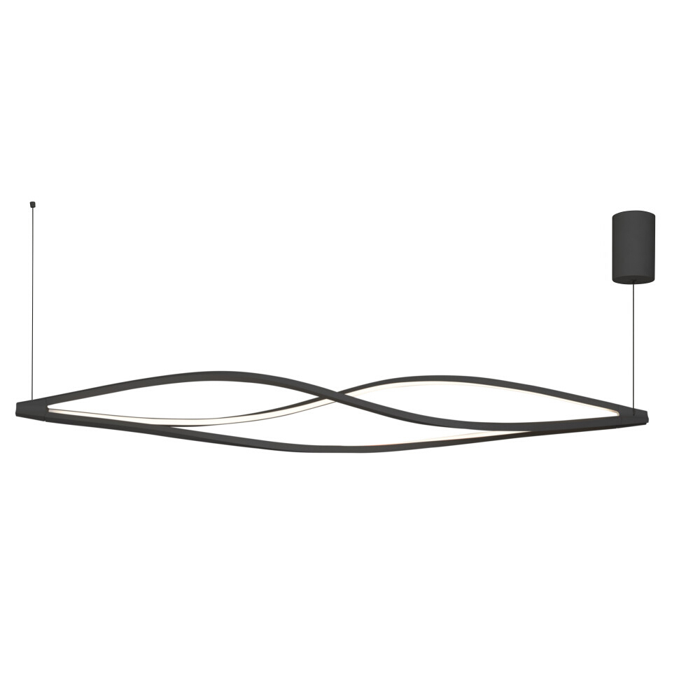 Horizontal Wavy Helix Multi-Light LED Pendant - Black