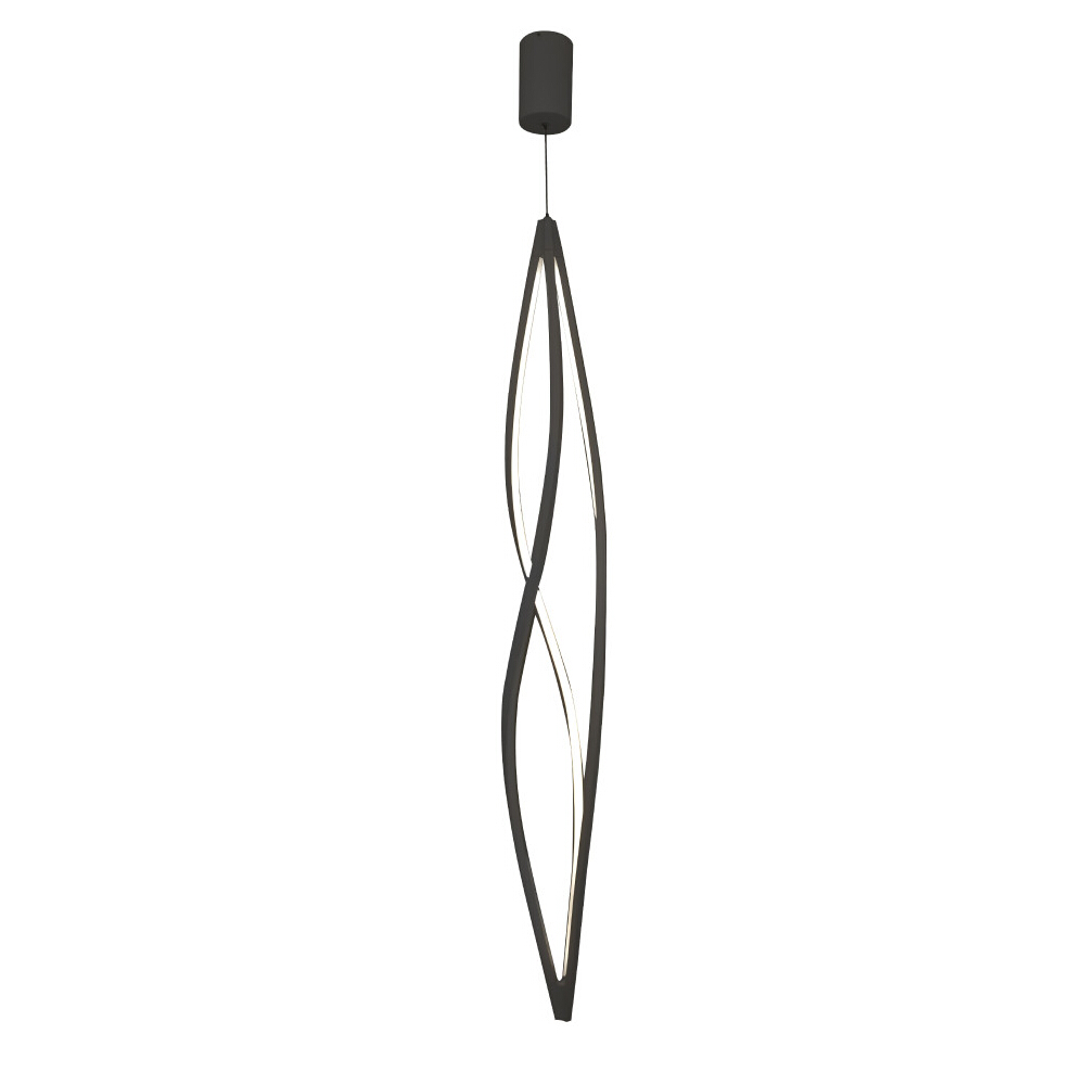 Vertical Wavy Helix Multi-Light LED Pendant - Black