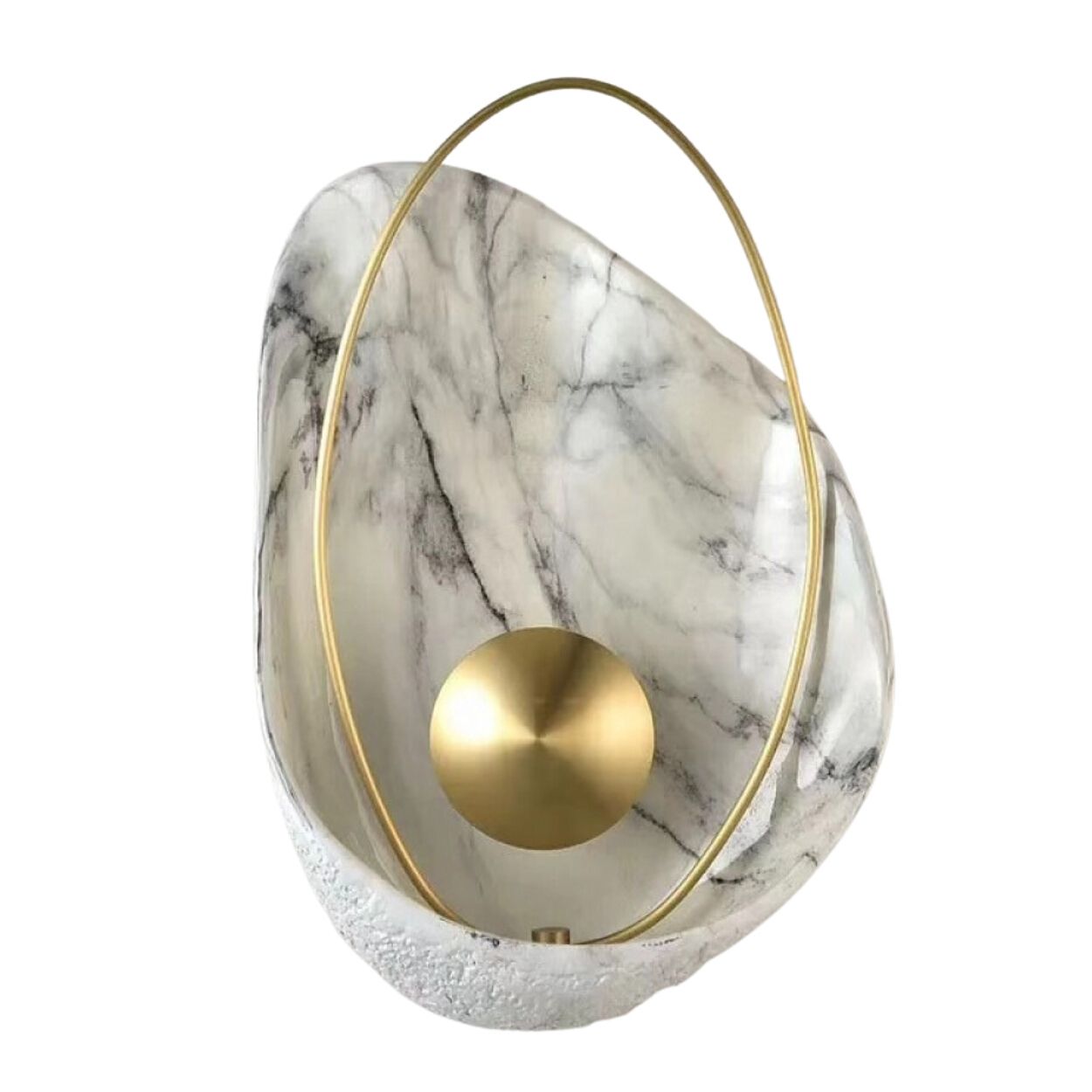 Athens Resin Marble Brass Feature Wall Sconce - White
