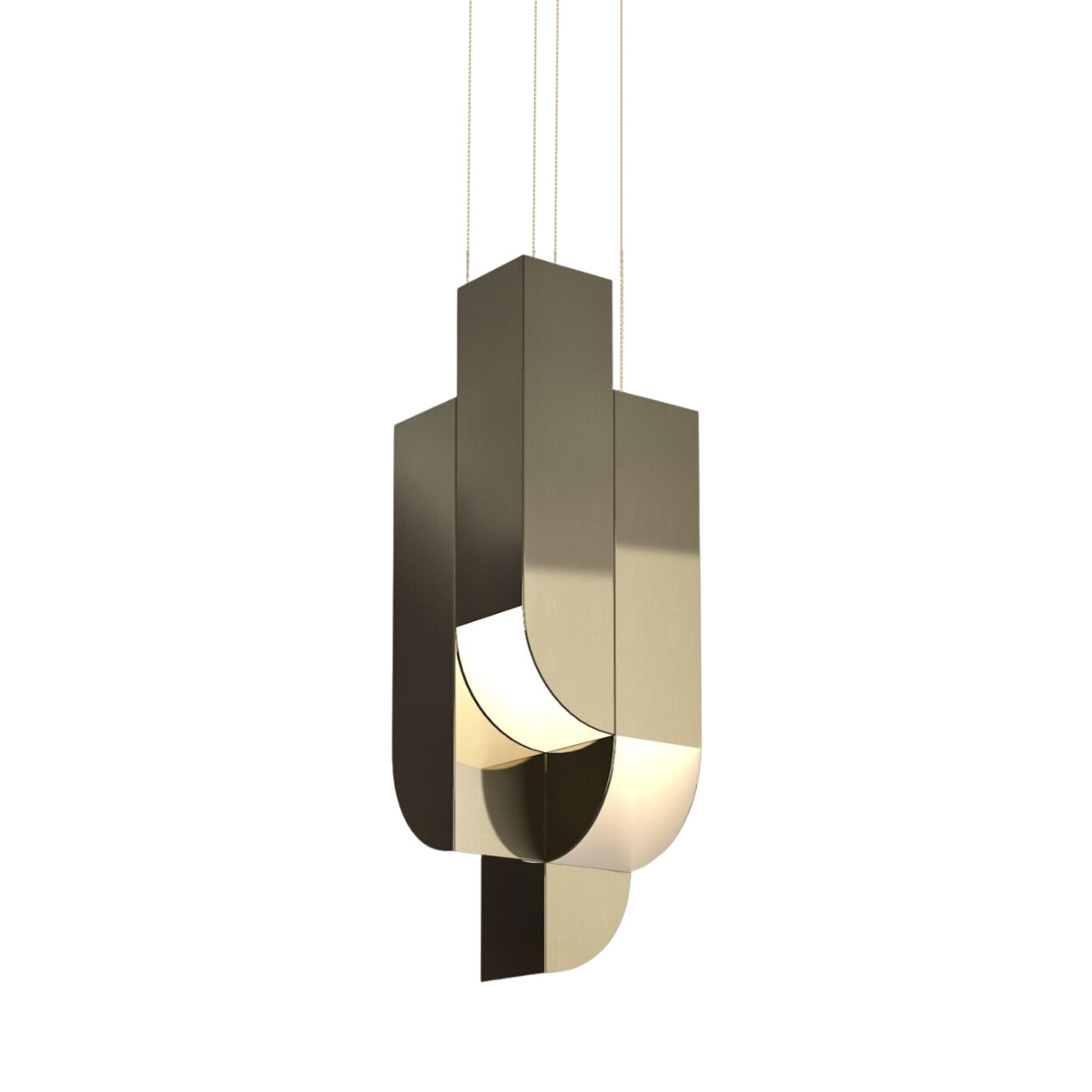 Polygonal Gold 4 Light Downward Pendant Light