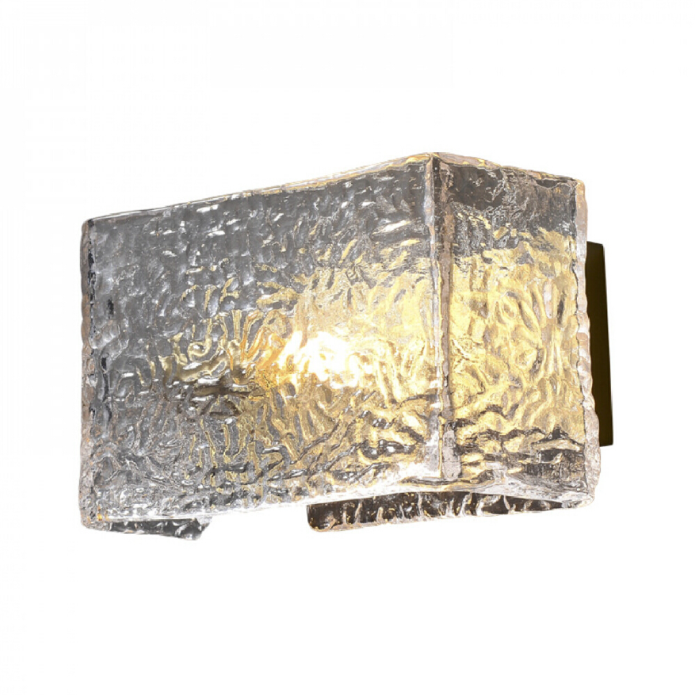Eleanor Corrugated Glass Rectangular Brass Wall Light