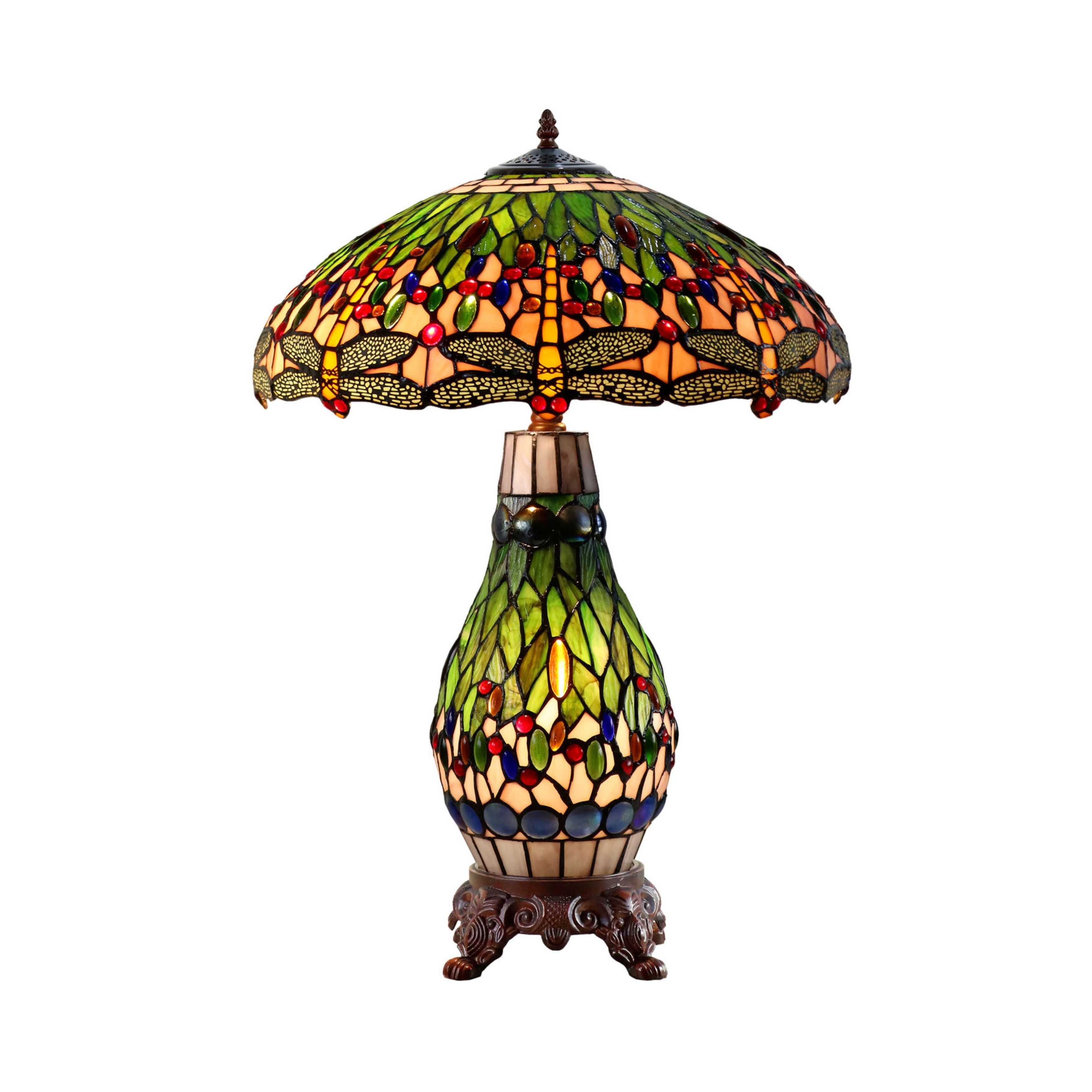 Dragonia Green Glass Tiffany Table Lamp