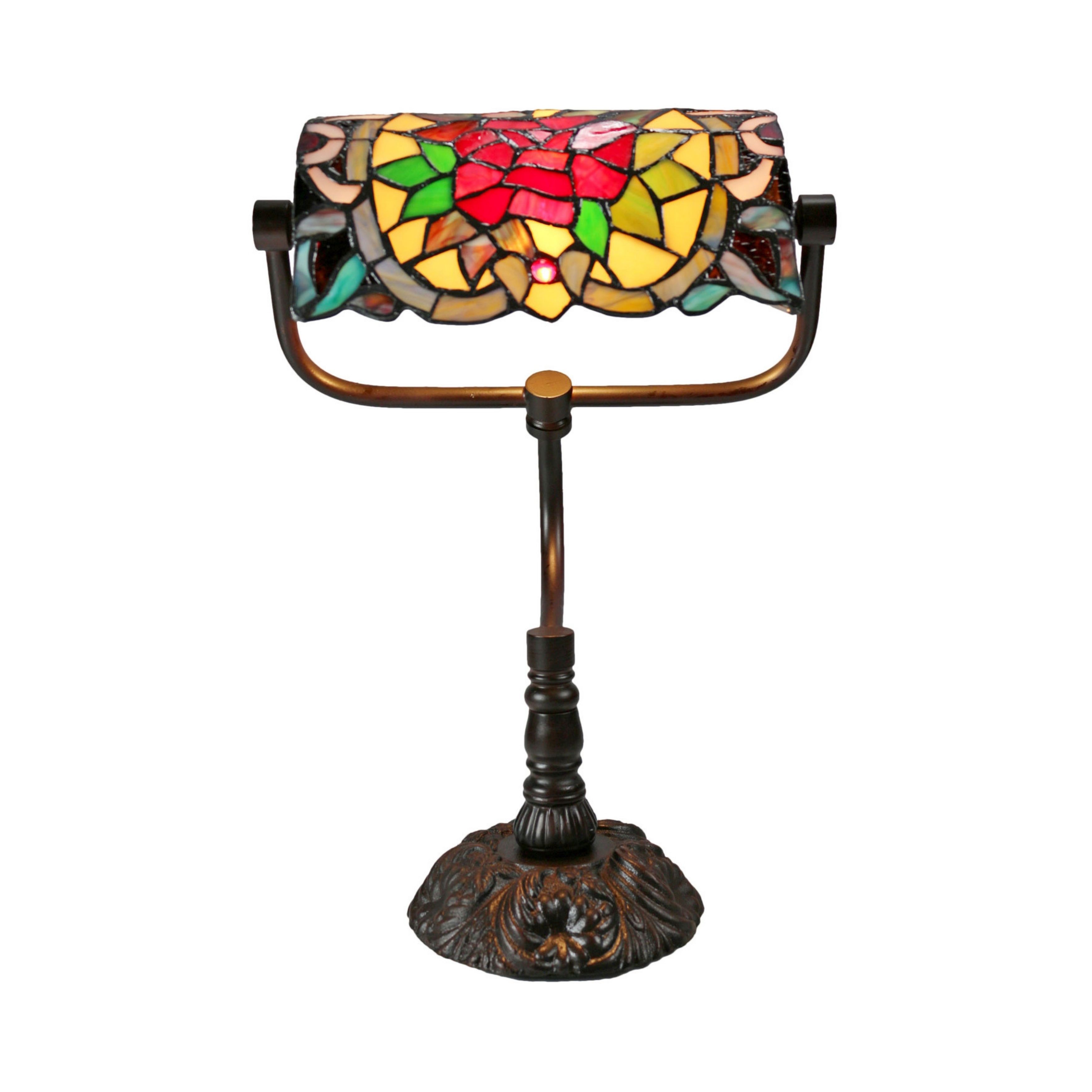 Red Camellia Tiffany Bankers Lamp