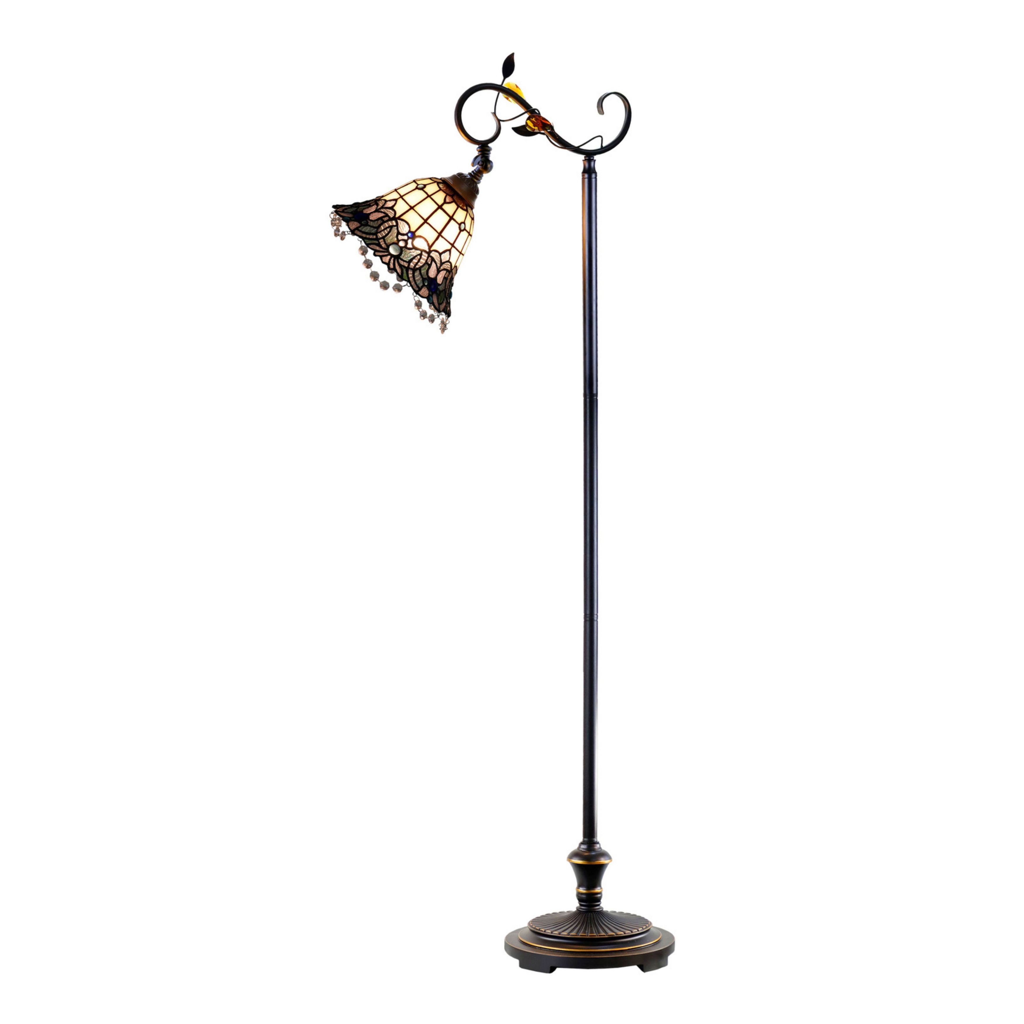 Shelby Gem Tiffany Bridge Arm Floor Lamp