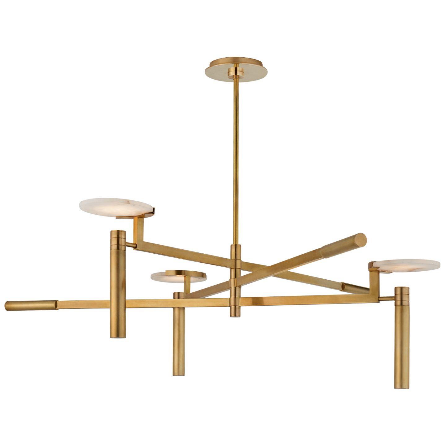 Melange Large Floating Disc Brass with Alabaster Chandelier
