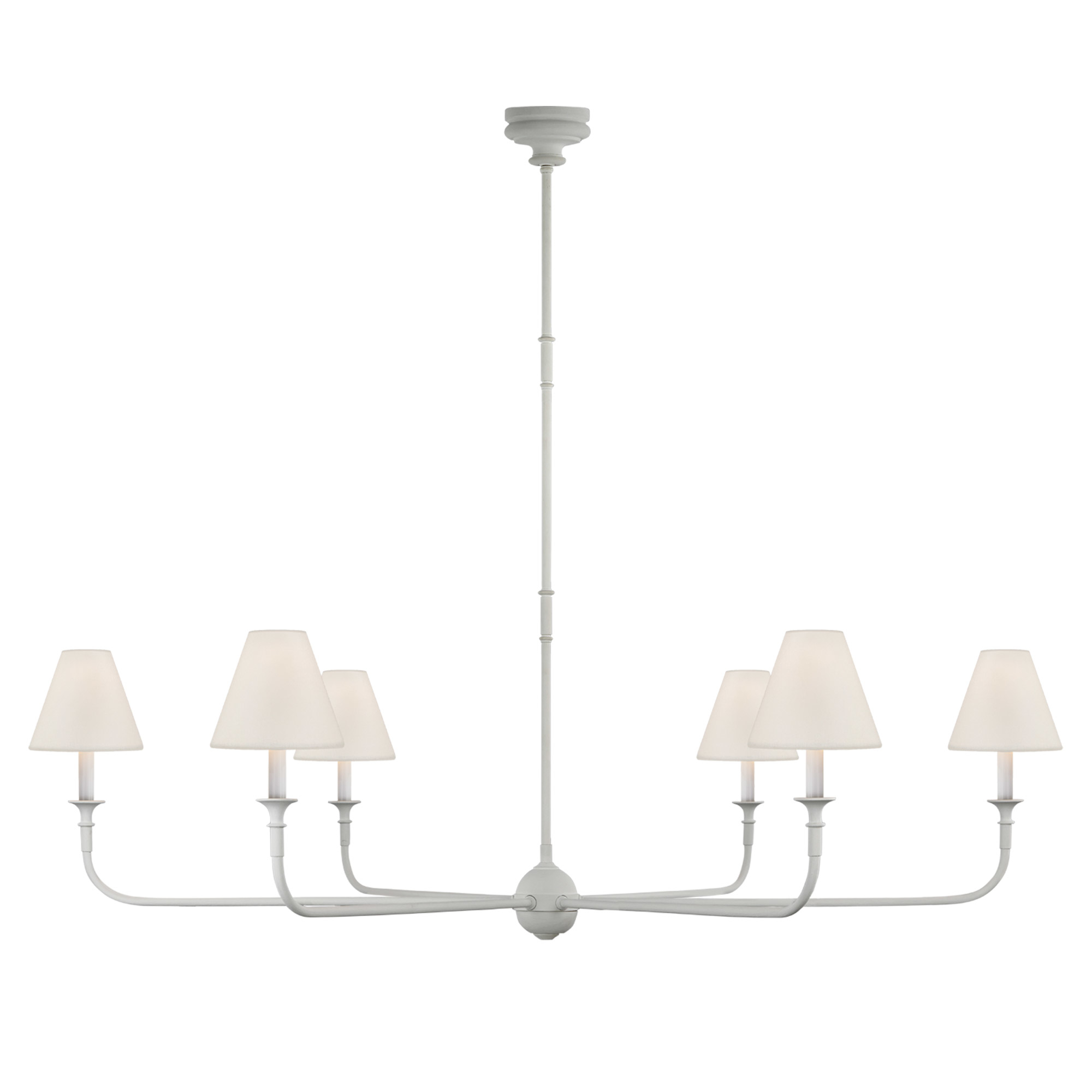 Piaf Large 6 Light Plaster White with Linen Shades Chandelier