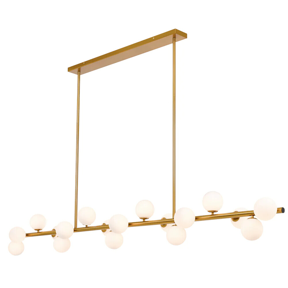 Morgan 18 Light Gold Opal Linear Pendant Chandelier
