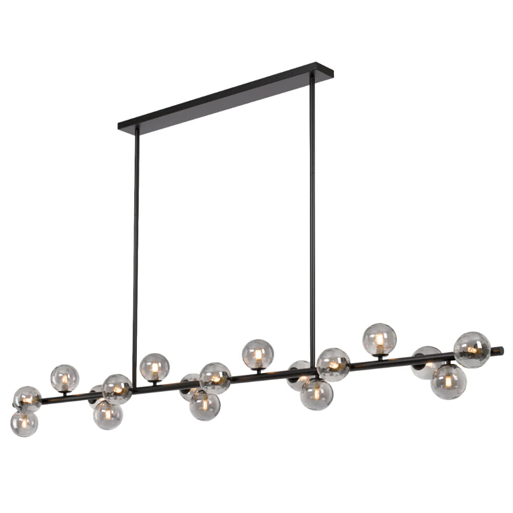 Morgan 18 Light Black Smoke Linear Pendant Chandelier