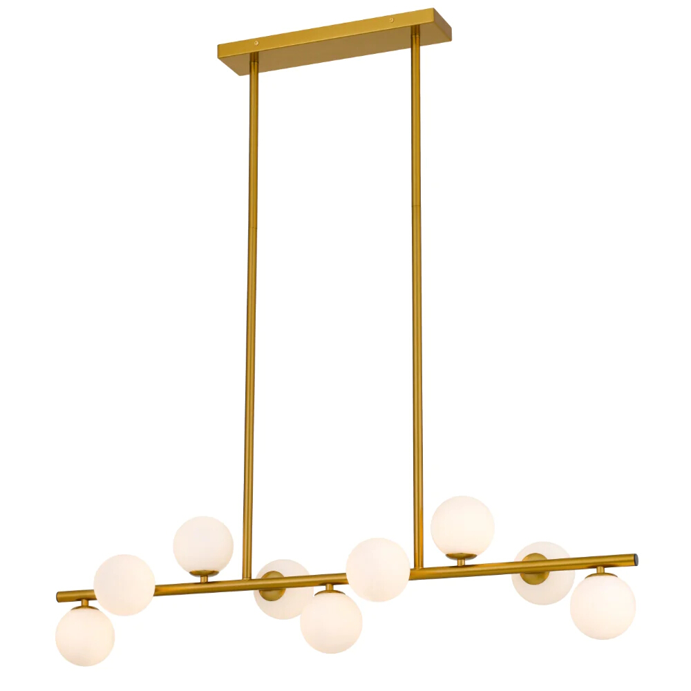 Morgan 9 Light Gold Opal Linear Pendant Chandelier