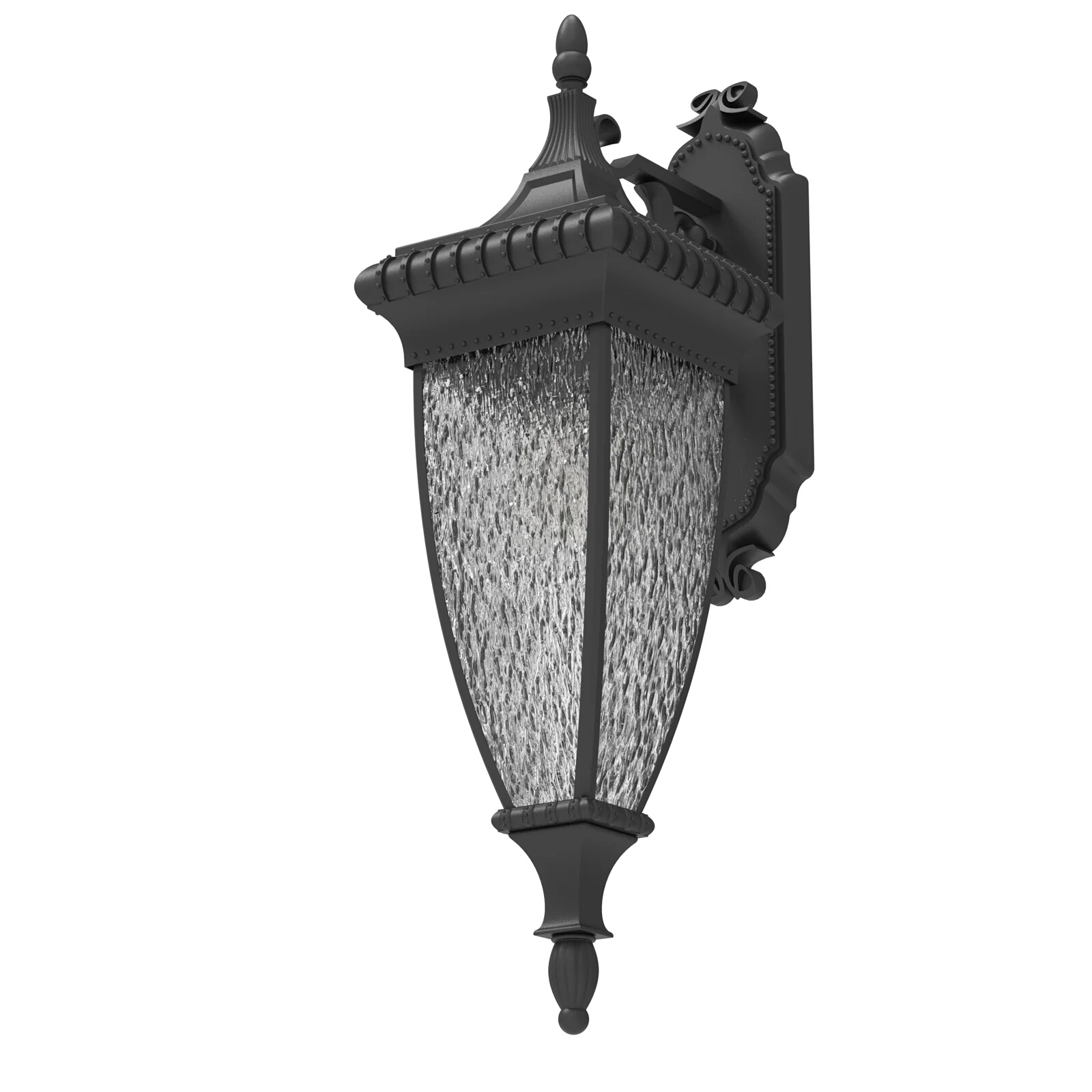 Lorenzo Matt Black Textured Glass Coach Wall Light